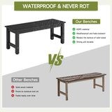 ONBRILL Outdoor Bench, 2-Person Poly Lumber Garden Bench, All-Weather Patio Bench Will not Rot and Fade for Garden, Porch, Backyard and Park, Easy Installation, Black ONBRILL