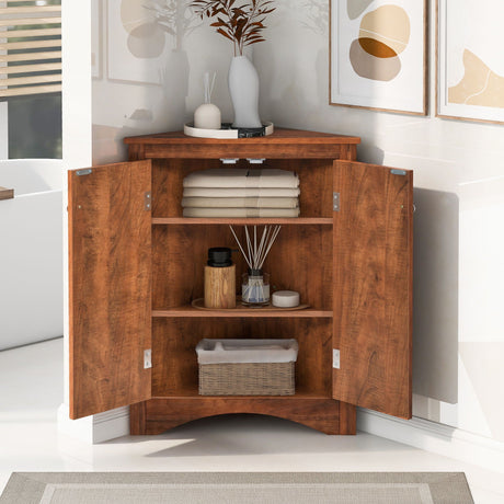 Triangle Bathroom Storage Cabinet With Adjustable Shelves, Freestanding Floor Cabinet For Home Kitchen HouseOfZazla
