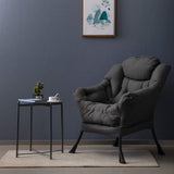 HollyHOME Large Fabric Lazy Chair for Living Room Cozy Accent Reading Chair with Armrests Comfy Lounge Sofa Chair for Bedroom, Dorm & Small Spaces | Dark Grey HollyHOME