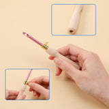 COMNICO 10 Pcs Punch Needle Kit, Punch Embroidery Kit Adjustable Punch Needle Tool with 7 Sizes Needle Heads Sewing Art Needle Tool Wooden Handle Embroidery Pen for Flossing Cross Stitch DIY Craft COMNICO