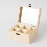 Xhqsulsclac 2PCS Unfinished Wooden Jewelry Box (5.9x4.7x2.9 in) Natrural Wood Surface Chest With Glass Mirror Small 1 Drawer (2) Xhqsulsclac