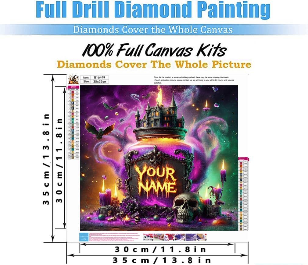 Halloween Diamond Art Kits for Adults,Magic Bottle 5D Diamond Painting Kits for Adults Beginners,Round Full Drill DIY Diamond Dot Gem Art Kit Wall Home Decor Arts Craft 14X14 inch Tiwabb