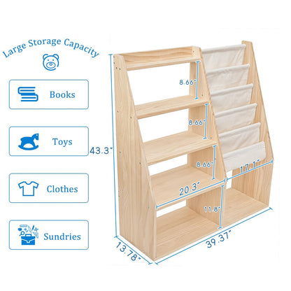 MORIMOE Solid Wood Kids’ Bookshelf & Toy Organizer – Eco-Friendly Multi-Purpose Storage Solution for Playrooms and Classrooms - WoodArtSupply