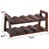 Peohud Acacia Wood Countertop Wine Rack, 8 Bottles Wooden Wine Holder Stand, 2 Tier Free Standing Wine Storage Display Shelf for Home Kitchen Bar Table Top Cabinet Pantry Wine Cellar Basement Peohud
