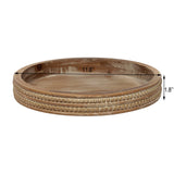 Carah & Cossh 12'' Round Wooden Tray, Whitewashed Round Decorative Wood Tray, Round Farmhouse Rustic Decorative Tray, Perfect for Storage and Display (Rustic Brown) Carah & Cossh