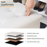 Youdesure White Folding Storage Ottoman Bench, Faux Leather Footrest for Living Room, Ottoman with Storage Padded Seat for Bedroom, Holds up to 350lbs Youdesure