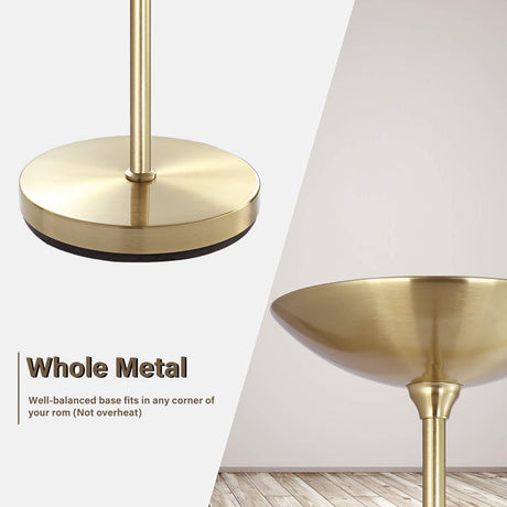 BoostArea Floor Lamp,Torchiere Standing Lamp,20W 2000LM LED Tall Floor Lamp,Stepless Dimmable,Touch Control,50000hrs Lifespan,Pale Floor Lamps for Living Room,Standing Lamps for Bedroom,Gold BoostArea