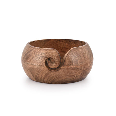 NIRMAN Wooden Yarn Bowl Hand Made by Indian Artisans with Premium Mango Wood for Knitting and Crochet (6" x 6" x 3'') NIRMAN