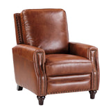 HULALA HOME Genuine Leather Recliner Chair, Classic Push Back Recliner Armchair with Thick Seat and Backrest (Saddle) HULALA HOME