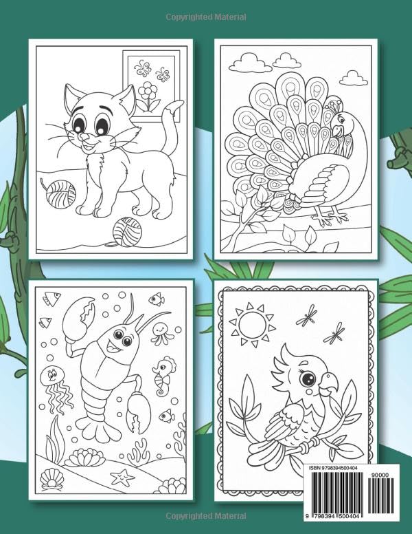 I Love Cute Animals Coloring Book for Kids: 50+ Super Fun and Easy Designs with Sloths, Llamas, Bears, Horses, Dolphins, Dogs, Cats, and More!