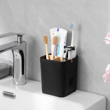 Electric Toothbrush Holder 3 Slots Tooth Brushing Holder with Bamboo Dividers for Bathrooms, Plastic Toothbrush and Toothpaste Organizer for Shower, Countertop, Vanity, Black Heagoale