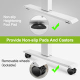 farexon Electric Standing Desk Adjustable Height, 48x24 Inches Stand Up Desk with 4 Preset Heights, Lockable Casters, Double Hooks,27.5''-46.5'' Lifting Range Home Office Computer Desk（White） farexon