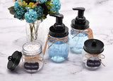 Amolliar Mason Jar Foaming Soap Dispenser, Plastic Pump Rustproof Stainless Steel Lid, Waterproof Label, Rustic Farmhouse Decor Hand Soap Dispenser, Dish Soap for Bathroom, Kitchen, Bath, Black 2 Pack Amolliar