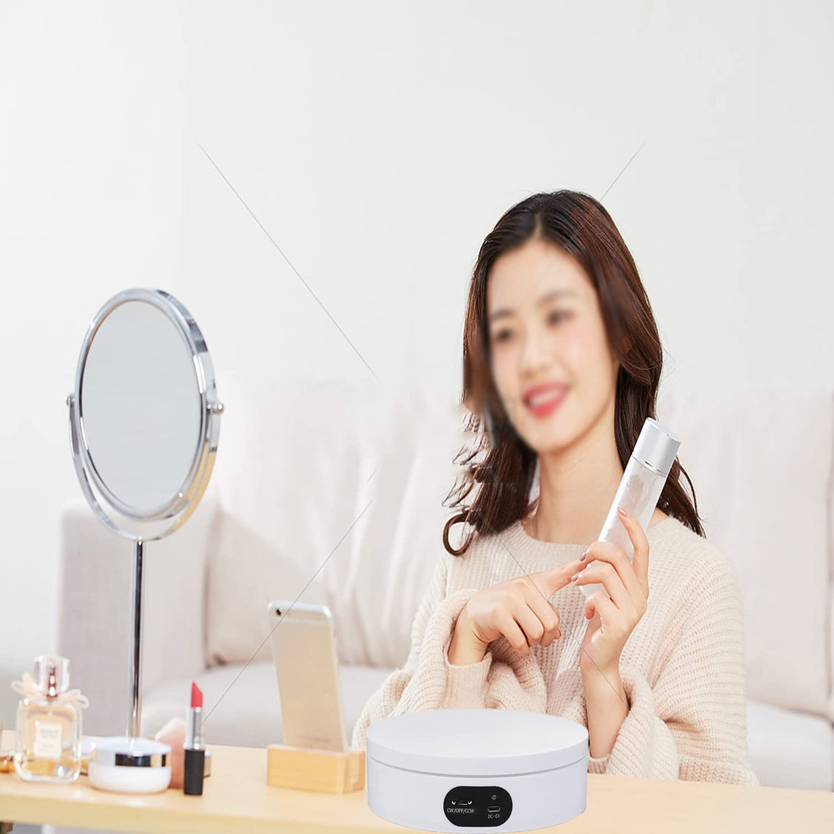 Exhibition Stand for Sublimation Tumbler, 360° Mute Electrical Rotating Show Stand for 20oz&30oz Sublimation Blanks Tumblers, Cup, Sublimation Tumblers Skinny Straight, Heat Press Cup. (White) iHMeiju