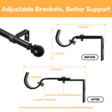 Zeerobee Curtain Rods for Windows 48 to 84, Adjustable Heavy Duty Wrap Around 1 Inch Curtain Rod, Outdoor Indoor Room Divider Modern Drapery Pole, Black, 32-86" zeerobee