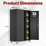 Reykilor Tall & Wide Metal Garage Storage Cabinet with 4 Adjustable Shelves, 43''W x 22''D x 72''H with Wheels & Pegboards, Heavy Duty Lockable Garage Cabinet for Warehouse, Basement, Office, Gym Reykilor