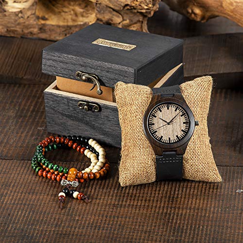 BOBO BIRD Mens Customized Engraved Wooden Watches Quartz Casual Wristwatches for Men Husband Boyfriend Dad Son Family Friends Personalized Gift (for dad from Daughter 2) - WoodArtSupply