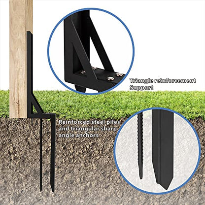 Wpbhk 1PCS Fence Post Repair Kit Heavy Duty Fixer Anchor Ground Spike,Fence Post Support Stake for Repairing Damaged Fence Gate Posts Sign Posts or - WoodArtSupply