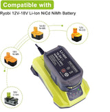 P117 Dual Chemistry Fast Charger Replace for Ryobi 12V-18V Lithium NiCad NiMh Battery Ryobi 18-Volt One+ P102 P108 P189 P197 P103 P105 P107 P190 P191 PBP002 PBP005 Qbmel
