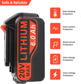 ARyee 6.0Ah 20V LBXR20 LBX4020 Lithium Battery Compatible with Black and Decker 20Volt Max LB20 LBX20 LBXR2020 LB2X4020-OPE LBXR20-OPE Cordless Power Drill Driver Tools ARyee