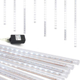 Weepong Christmas Lights Outdoor UL Certified Meteor Shower Lights 12Inch 8Tubes 192LED Falling Rain Drop Lights Icicle Snow Cascading Xmas Lights for Tree Wedding Party Garden Decoration,White Weepong