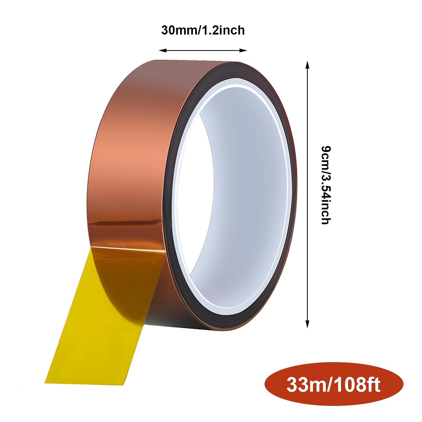 Outus 2 Rolls Heat Tapes High Temperature Tape Sublimation Tape Heat Transfer Tape Heat Resistant Tape Polyimide Tape for Electronics 3D Printers DIY Crafts (Dark Brown,30 mm Wide)