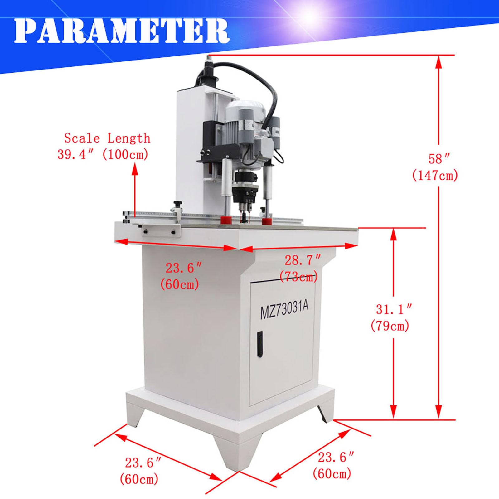 WYDDDARY Pneumatic Hinge Boring Insertion Machine Hinge Drilling and Boring Machine Woodworking Drilling for Cabinet and Furniture Single Head(45-9.5) 110V 1500W 2880RPM 0-50mm Depth - WoodArtSupply