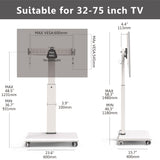FITUEYES Rolling TV Stand - Portable Mobile TV Cart on Wheels for 32 to 65 70 75 Inch TVs, Landscape to Portrait Rotating and 40°Swivel, Height Adjustable TV Cart Rolling TV Stand Hold Up to 88 Lbs FITUEYES