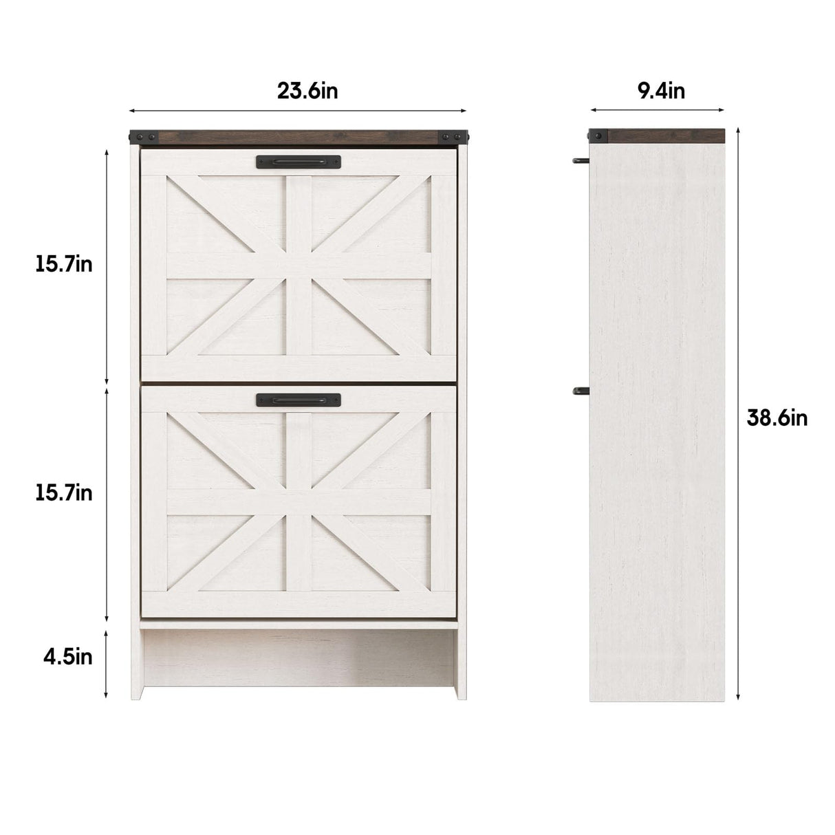 Halitaa Shoe Storage Cabinet for Entryway,Farmhouse Slim Shoe Cabinet with 2 Flip Drawers,Narrow Shoe Rack Cabinet for Entrance Hidden Shoes,White Halitaa