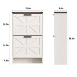 Halitaa Shoe Storage Cabinet for Entryway,Farmhouse Slim Shoe Cabinet with 2 Flip Drawers,Narrow Shoe Rack Cabinet for Entrance Hidden Shoes,White Halitaa