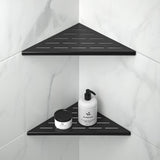 Bernkot Corner Shower Shelf 10" Matte Black 304 Stainless Steel Slot Design Recessed Corner Shelves, Grout in Bathroom Shower Shelf for Tiled Wall, 2 Pack Bernkot