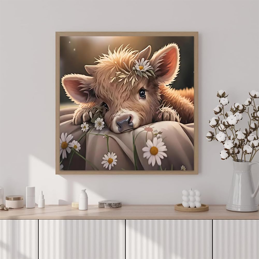 Artunion Framed Paint by Numbers Kit for Adults Beginners & Kids Ages 8-12,Highland Cow Paint by Number with Frame,Funny Animals Paint by Numbers Kit on Canvas 10 * 10 Inch Without Easel Artunion