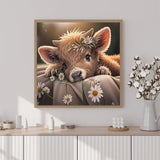 Artunion Framed Paint by Numbers Kit for Adults Beginners & Kids Ages 8-12,Highland Cow Paint by Number with Frame,Funny Animals Paint by Numbers Kit on Canvas 10 * 10 Inch Without Easel Artunion