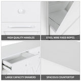 MAMIZO Double Tilt Out Trash Cabinet 10 Gallon*2,Kitchen Garbage Cabinet,Pet-Proof Standing Hidden Dual Laundry Sorter,W/Hideaway Drawer,for Kitchen,Living,Dining Room (White) MAMIZO