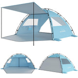 Elegear Beach Tent Sun Shelter with Canopy, 4-5 Person Pop Up Beach Tent, Easy Setup UPF 50+ UV Protection Portable Lightweight Double Silver Coating Beach Cabana Sun Shade Shelter - Sky Blue Elegear