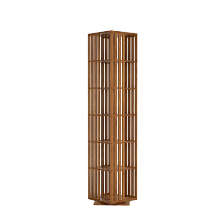 YOWOS 360° Rotating Walnut Bookshelf Tower - 6 Tier Bamboo Storage Rack for Kids & Adults YOWOS