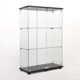Yoluckea 3 Shelves Glass Cabinet with 2 Doors, Floor Standing Clear Glass Curio Cabinet Collection Display Case for Living Room Bedroom 49.49” x 31.77”x 14.37” Black Yoluckea