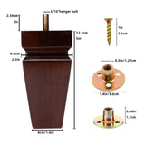 Square Wood Furniture Legs Set of 4 - Wooden Replacement Feet for Couch, Bed, Bench, Dresser, Rubber Wood Parts for Table, Sofa, Wooden Legs Chairs Complete with Installation Hardware (Brown, 5 inch) Texphw