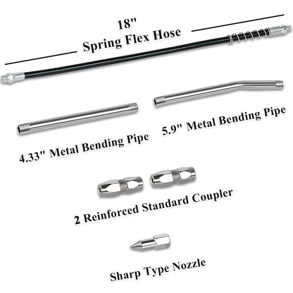 HANTUO Grease Gun, 8000 PSI Heavy Duty Pistol Grip Grease Gun Kit with 14 oz Load, 18 Inch Spring Flex Hose, 2 Grease Couplers, 2 Extension Rigid Pipes and 1 Sharp Type Nozzle, Suit for Zerk  - WoodArtSupply