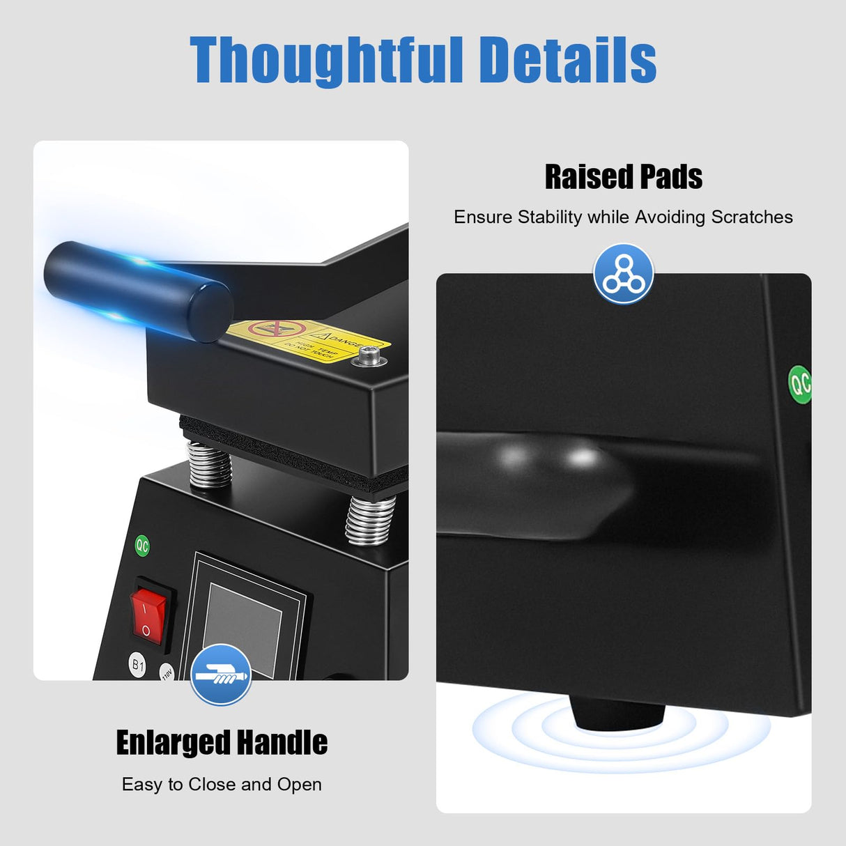 Pro Small Digital Label Heat Press Machine Clothing Logo Printing for Transfer Stickers Labels 0-250℃ 110V 600W QIZHI