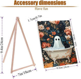 4 Pack Ghost Paint by Numbers Kit for Adults with Frame,Halloween Paint by Number with Wooden Easel DIY Landscape Adult Paint by Number Kits for Home Decor 9x12inch Kaixine