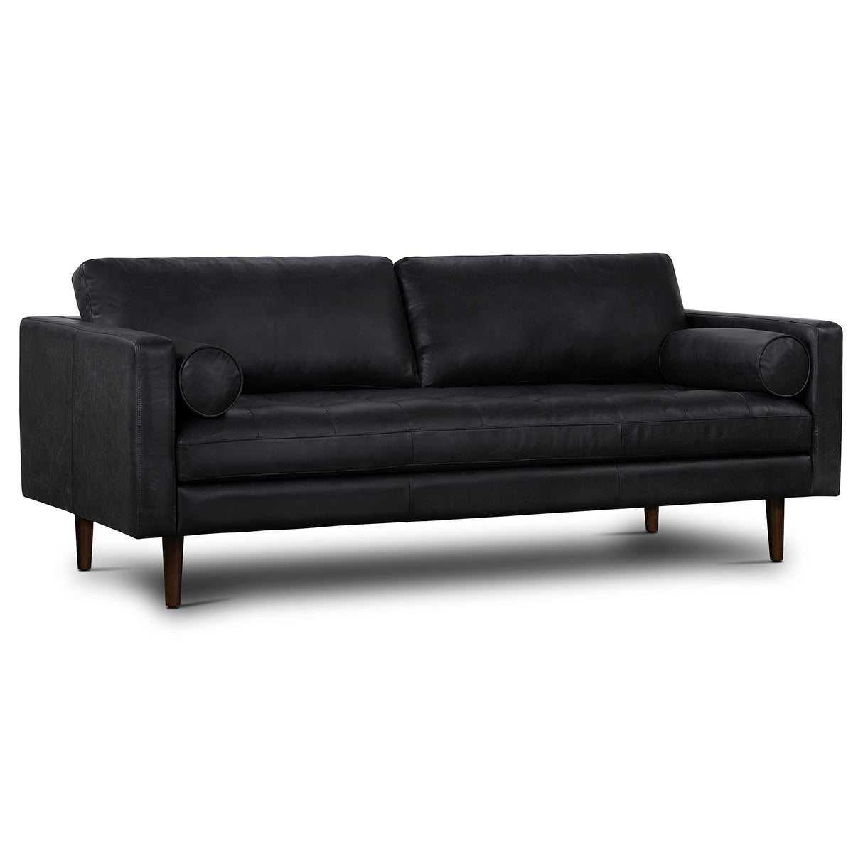 POLY & BARK Napa 88.5” Sofa in Full-Grain Semi-Aniline Italian Tanned Leather, Onyx Black POLY & BARK