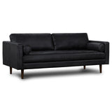 POLY & BARK Napa 88.5” Sofa in Full-Grain Semi-Aniline Italian Tanned Leather, Onyx Black POLY & BARK