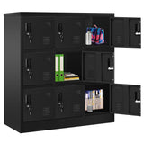 Greenvelly 9 Door Storage Locker for Employee, Metal Locker for Office, Gym, Shool, Lockable Black Steel Locker with Lock and Card Slot for Home,Garage Greenvelly