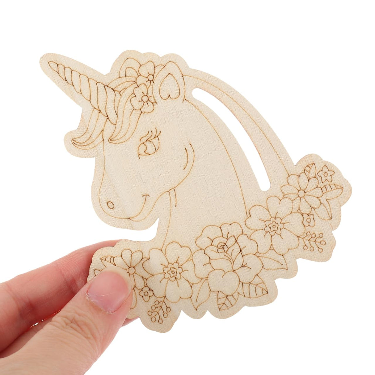 VICASKY Mini Wood Painting Craft Keychain Unfinished Wooden Animal Keychains Party Favor Piece Set DIY Crafts for Kids Unicorn to Paint, 12pcs Head Slice Cutouts with Hole Blank Toy VICASKY