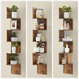 VASAGLE Corner Shelf Wall Mount, 5-Tier Floating Corner Bookshelf, Plant Shelf for Bedroom, Living Room, Bathroom, Home Office, Rustic Brown ULBC72BX VASAGLE