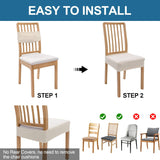 Smiry Waterproof Seat Covers for Dining Room Chairs Set of 4, Stretch Jacquard Removable Washable Chair Seat Slipcovers Protector, No Rear Covers, Beige Smiry