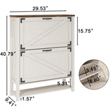 Halitaa Shoe Cabinet with 2 Flip Drawers, 5 Tier Farmhouse Shoe Storage Cabinet for Entryway, Narrow Slim Shoe Cabinet, Rustic White Freestanding Hidden Wooden Shoe Rack Cabinets Halitaa