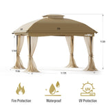 MOWOX POWER 10 x 12' Gazebo with Waterproof Double Vent Roof, Easy-Set up Gazebo with Mosquito Netting, Outdoor Gazebo for Garden, Backyard and Lawns (Khaki). MOWOX POWER