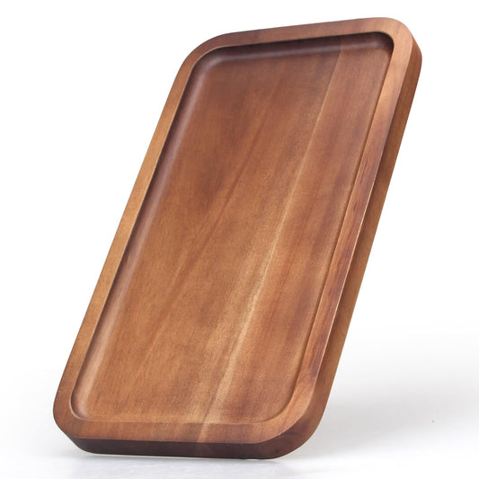 Small Wooden Platters Rectangle Long Charcuterie Boards Acacia Wood Serving Trays Home Decor Cheese Board Cake Appetizer Plates Kitchen Charcuterie Platter for Food Dish Rectangular Dessert S - WoodArtSupply